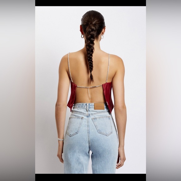 MESHKI Dayana Diamanté maxi skirt and straight cut crop top set
WINE - Picture 7 of 7